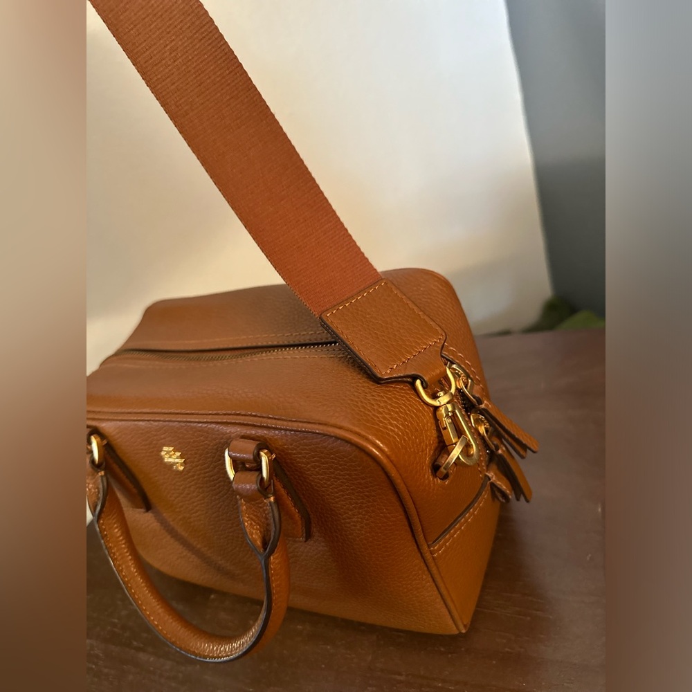 Tory Burch Blake Barrel Satchel, Brown Leather - Picture 2 of 3